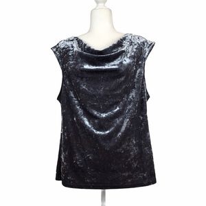 DKNY Crushed Velvet Capped Sleeve Top Gray XL